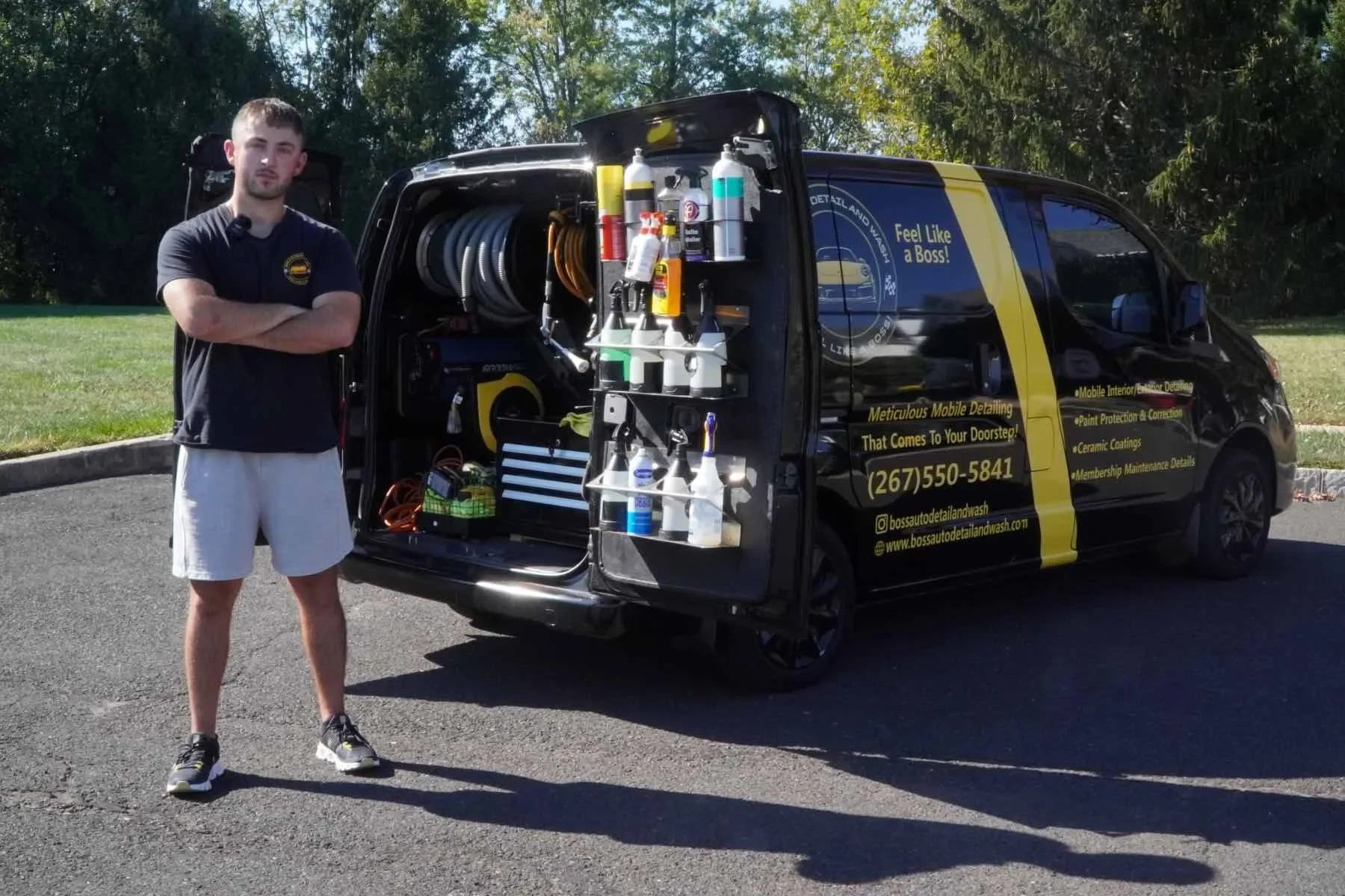 Boss Auto Detail Owner and Van