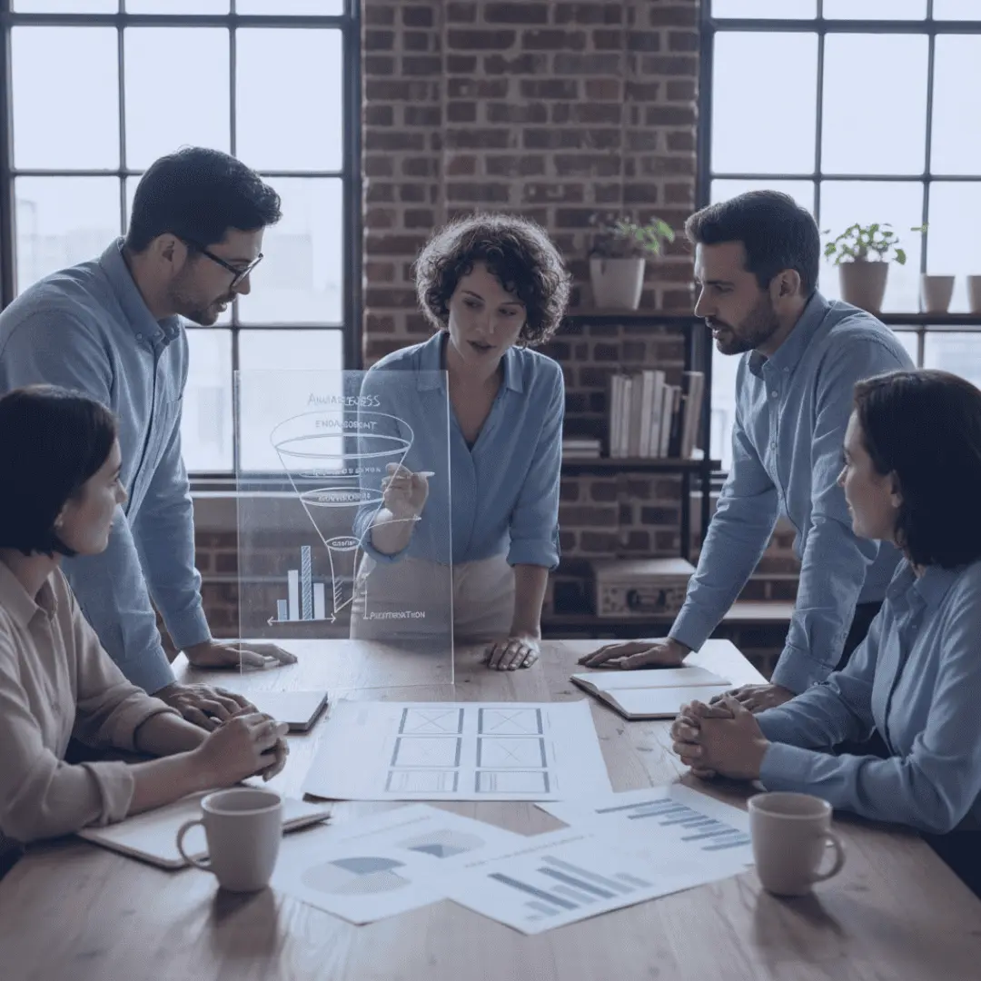 local team Discussing bottom to top funnel content local team Discussing bottom to top funnel content