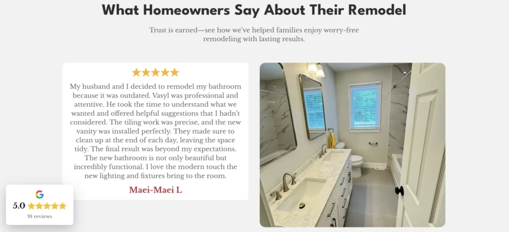 15-Point Website Conversion Audit: Turn Traffic Into Leads 3 screenshot of reviews on a website and what it should look like